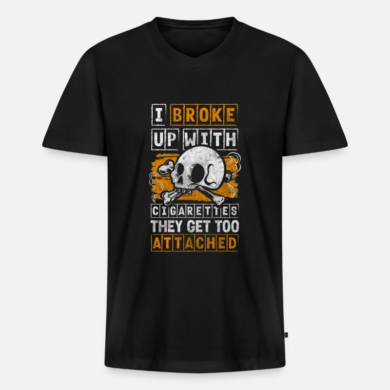 Nichtraucher Tabak - Männer Premium Bio T-Shirt mit V-Ausschnitt - Schwarz
