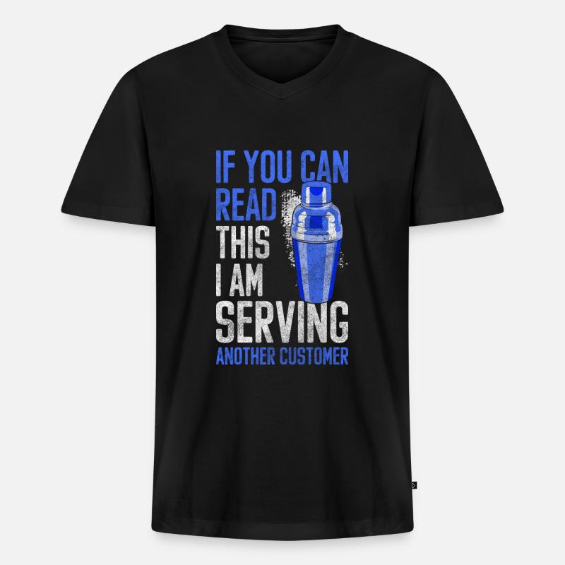 Barkeeper Getränke Flasche Drinks - Männer Premium Bio T-Shirt mit V-Ausschnitt - Schwarz