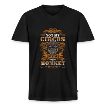 Manège Musique Clown - T-shirt encolure en V Premium bio Homme - noir - Devant - Nico (187cm)