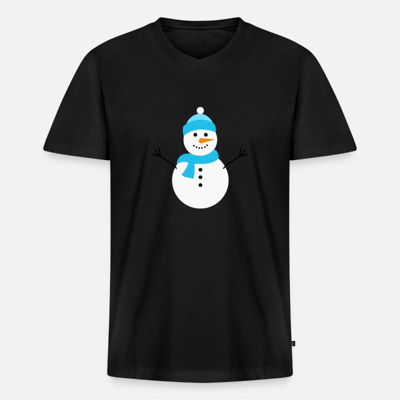 Snowman - Männer Premium Bio T-Shirt mit V-Ausschnitt - Schwarz