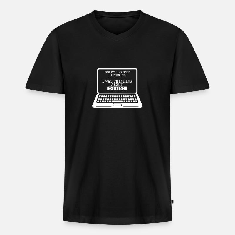 Coding Computer Ingenieur Witzig Programmierer - Männer Premium Bio T-Shirt mit V-Ausschnitt - Schwarz