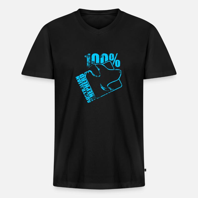 AUSTRALIAN SHEPHERD 100 - Männer Premium Bio T-Shirt mit V-Ausschnitt - Schwarz