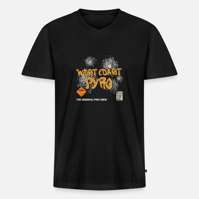 West Coast Pyro - Männer Premium Bio T-Shirt mit V-Ausschnitt - Schwarz