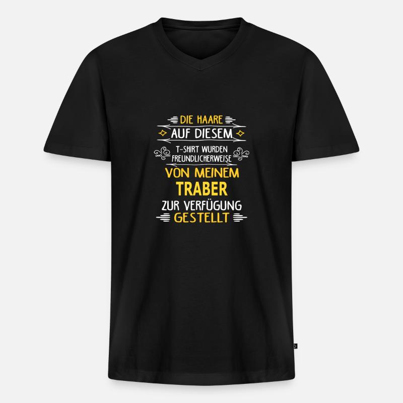 TRABER - Männer Premium Bio T-Shirt mit V-Ausschnitt - Schwarz