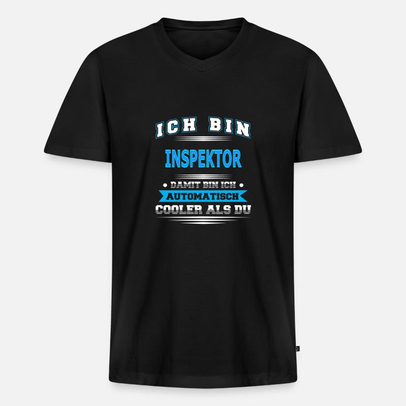 INSPEKTOR - Männer Premium Bio T-Shirt mit V-Ausschnitt - Schwarz