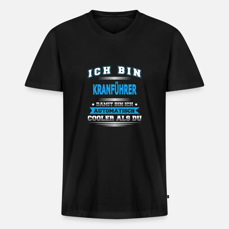 KRANFÜHRER - Männer Premium Bio T-Shirt mit V-Ausschnitt - Schwarz