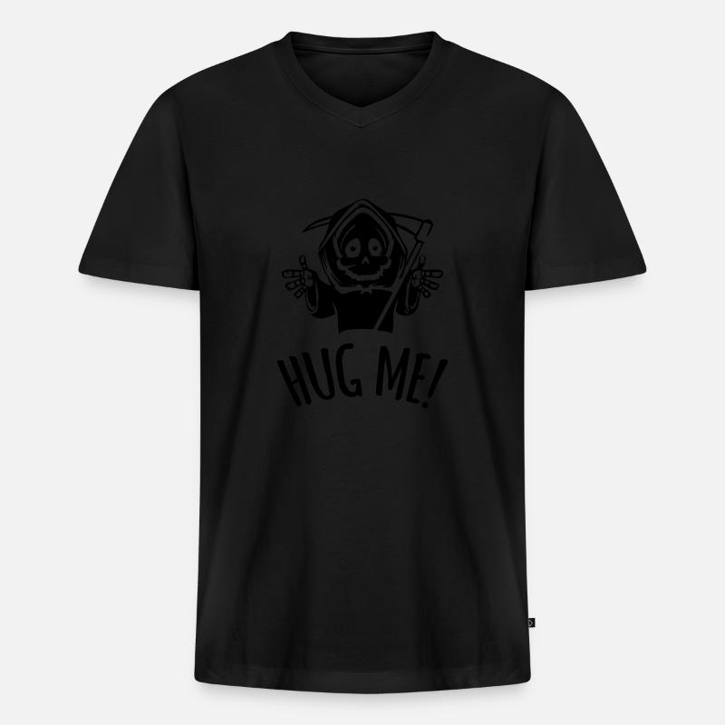 HUG ME ! - Männer Premium Bio T-Shirt mit V-Ausschnitt - Schwarz
