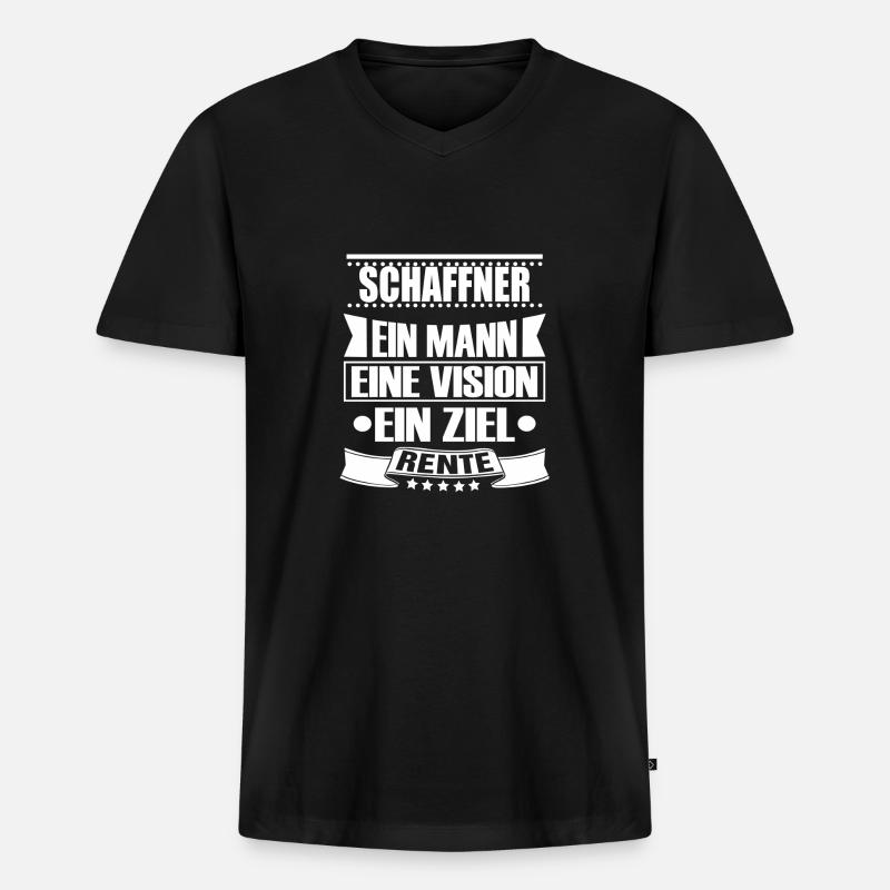 SCHAFFNER - Männer Premium Bio T-Shirt mit V-Ausschnitt - Schwarz