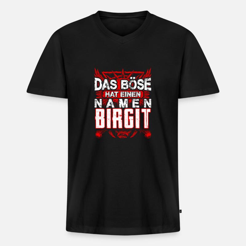 BIRGIT - Böse - Männer Premium Bio T-Shirt mit V-Ausschnitt - Schwarz
