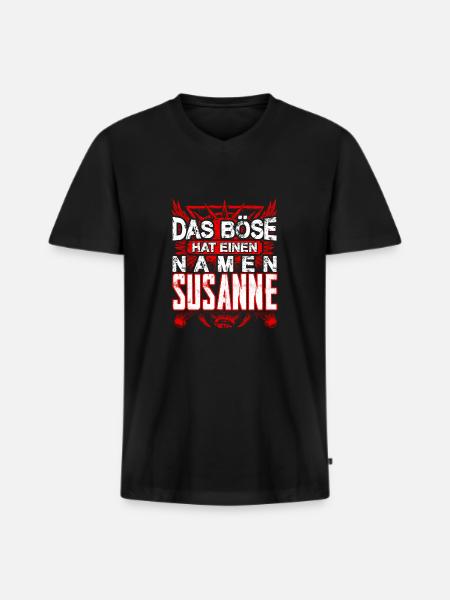 SUSANNE - böse - Männer Premium Bio T-Shirt mit V-Ausschnitt - Schwarz