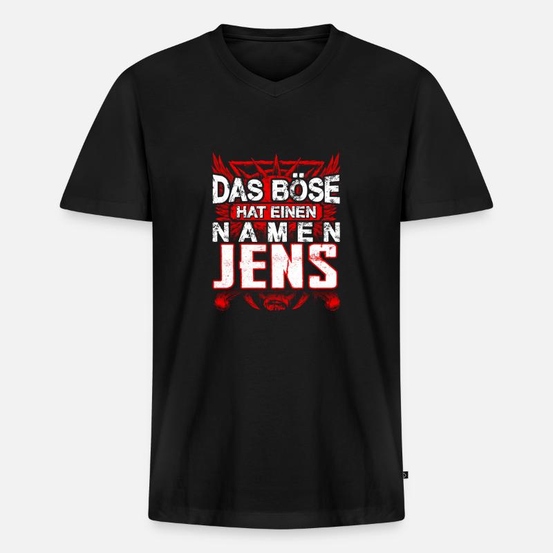 JENS - Name - Männer Premium Bio T-Shirt mit V-Ausschnitt - Schwarz