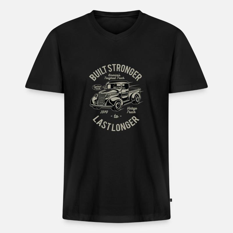 Built Stronger - Männer Premium Bio T-Shirt mit V-Ausschnitt - Schwarz
