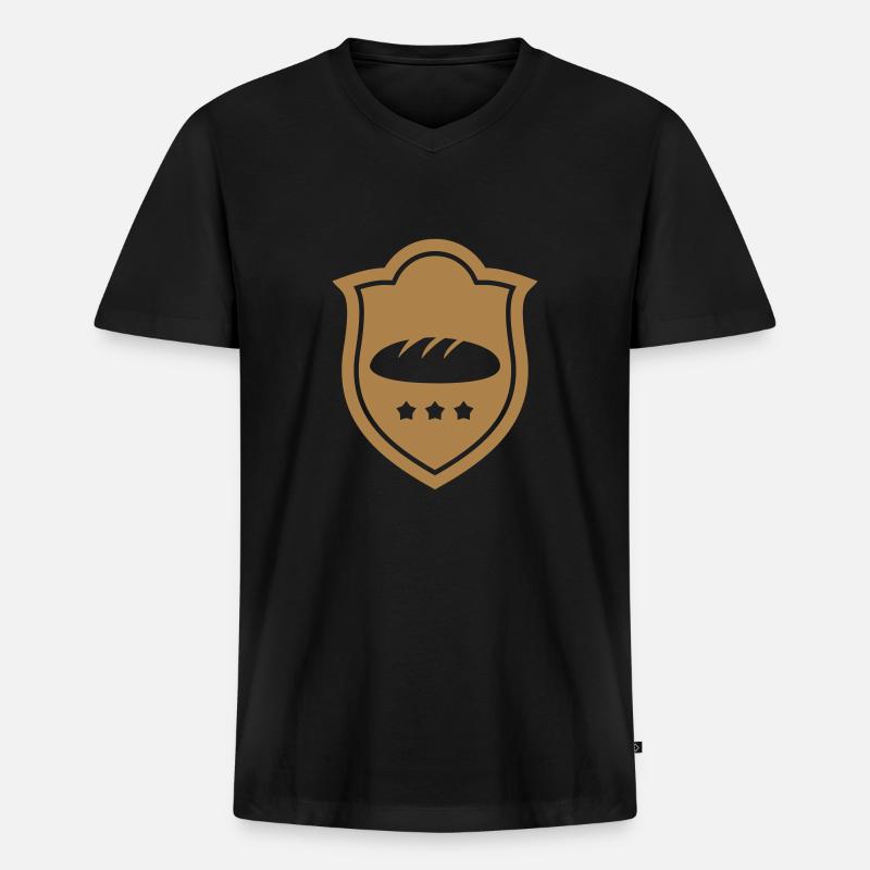 Baker / Bäcker / Boulanger - Männer Premium Bio T-Shirt mit V-Ausschnitt - Schwarz