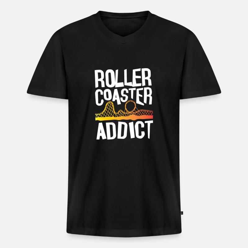 Roller Coaster Addict - Männer Premium Bio T-Shirt mit V-Ausschnitt - Schwarz