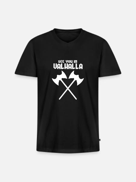 Wikinger-Zitat - Männer Premium Bio T-Shirt mit V-Ausschnitt - Schwarz