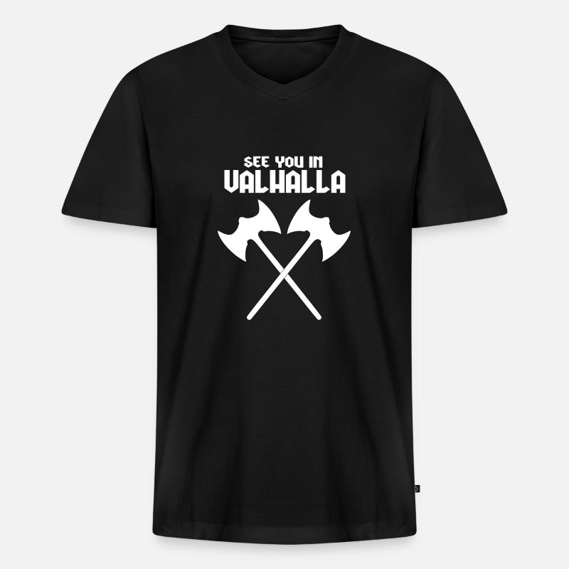 Wikinger-Zitat - Männer Premium Bio T-Shirt mit V-Ausschnitt - Schwarz
