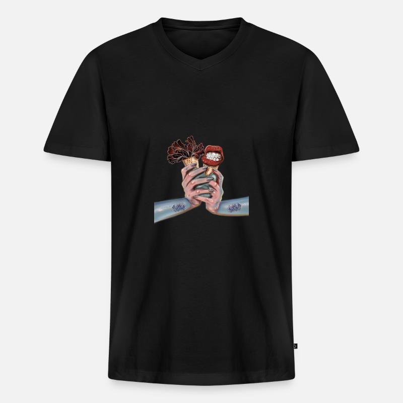 Ocean Dream Eis - Männer Premium Bio T-Shirt mit V-Ausschnitt - Schwarz