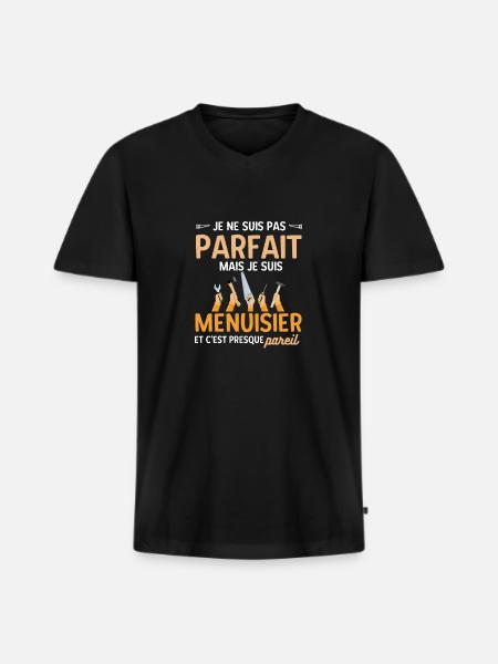Menuisier parfait - T-shirt encolure en V Premium bio Homme - noir