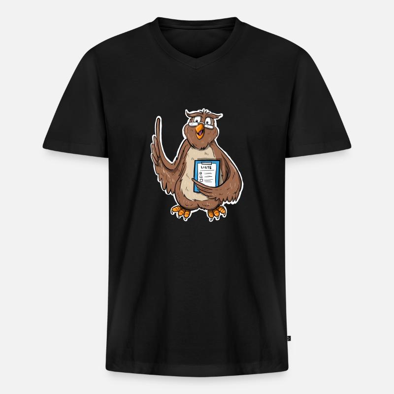 Weise Eule - Männer Premium Bio T-Shirt mit V-Ausschnitt - Schwarz