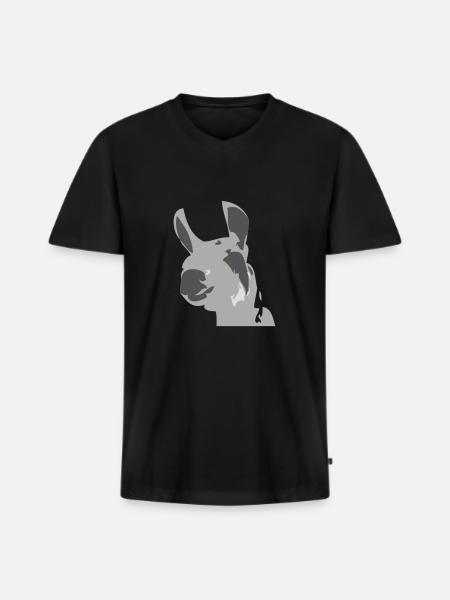 lama - Männer Premium Bio T-Shirt mit V-Ausschnitt - Schwarz