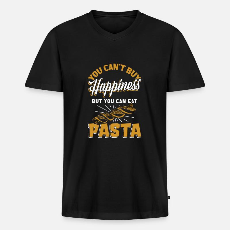 Nudeln Pasta - Männer Premium Bio T-Shirt mit V-Ausschnitt - Schwarz