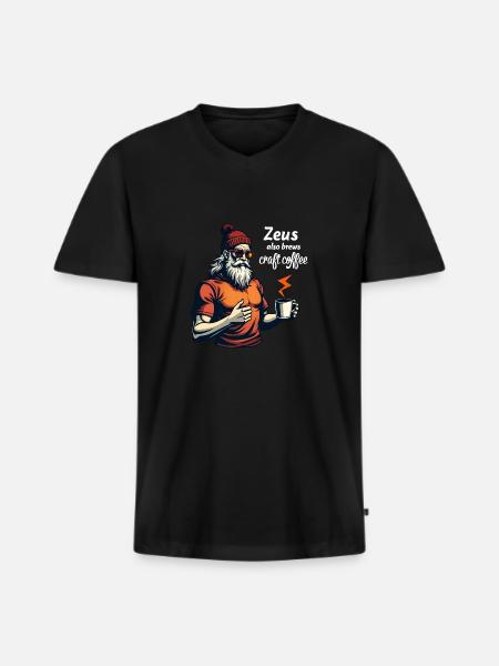 Zeus also brews craft coffee! - Men's Premium Organic T-shirt with V-neck - black
