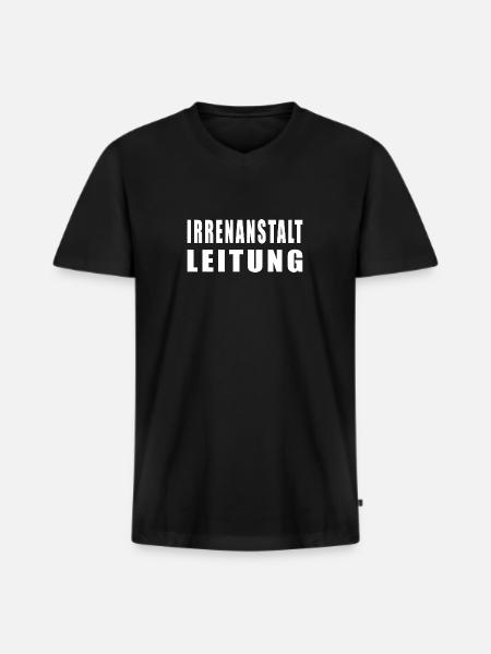 Irrenanstalt Leitung - Männer Premium Bio T-Shirt mit V-Ausschnitt - Schwarz