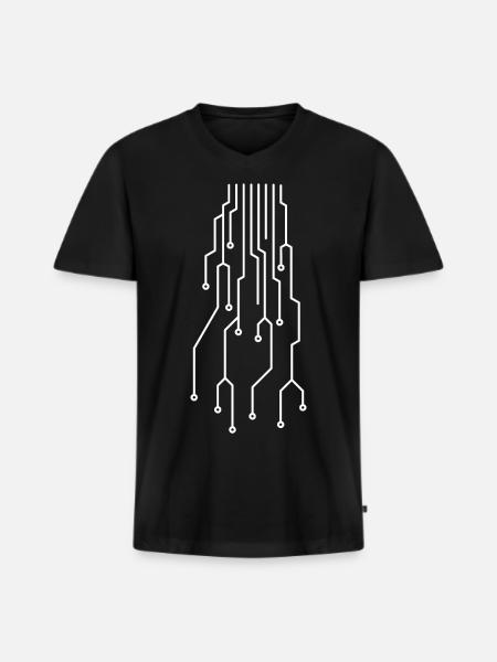 Futuristic computer circuit board - Men's Premium Organic T-shirt with V-neck - black