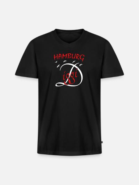 Hamburg Diggi - Männer Premium Bio T-Shirt mit V-Ausschnitt - Schwarz