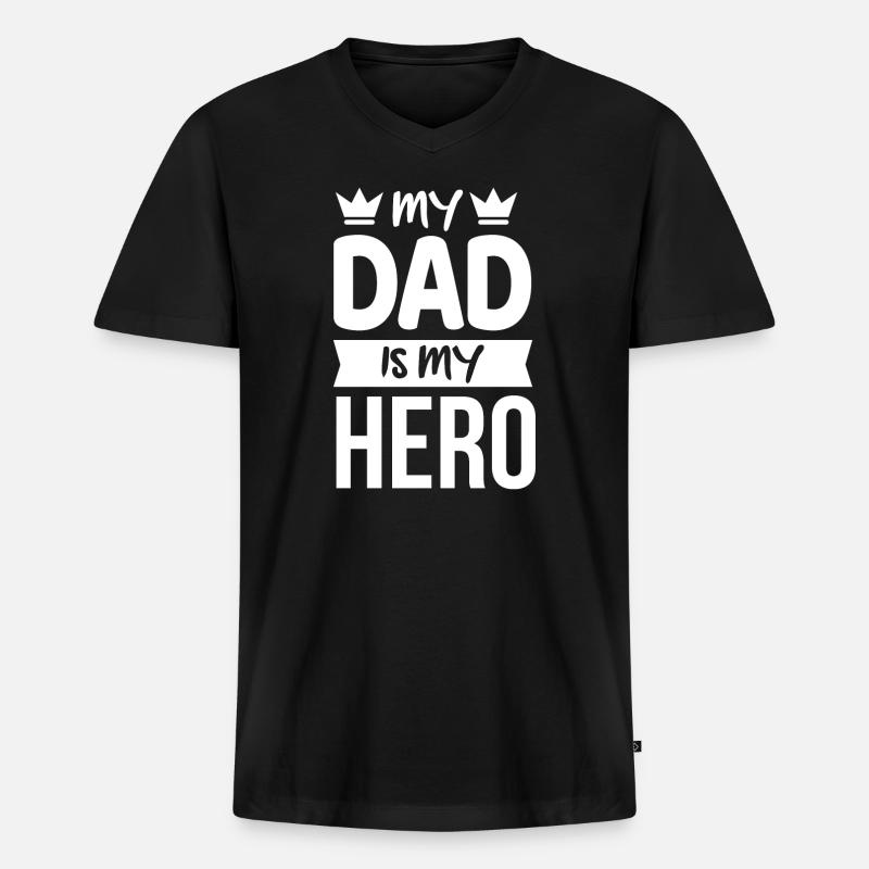 Papa Vater - Männer Premium Bio T-Shirt mit V-Ausschnitt - Schwarz