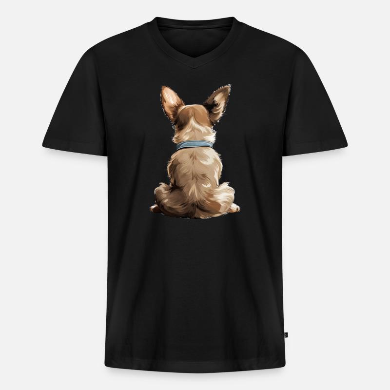 Chihuahua - Männer Premium Bio T-Shirt mit V-Ausschnitt - Schwarz