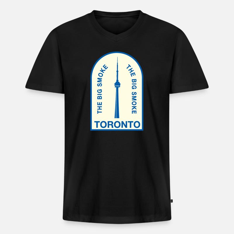 Toronto CNTower Big Smoke - Männer Premium Bio T-Shirt mit V-Ausschnitt - Schwarz