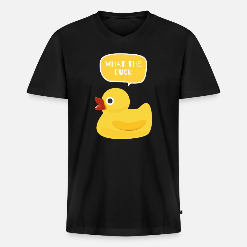 Was das Duck Design hat - Männer Premium Bio T-Shirt mit V-Ausschnitt - Schwarz