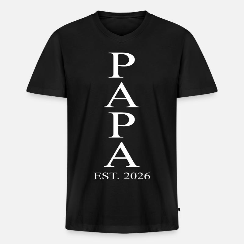 Papa 2026 - Männer Premium Bio T-Shirt mit V-Ausschnitt - Schwarz