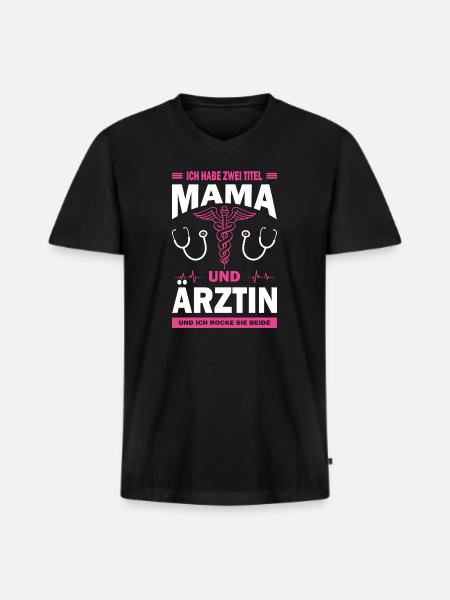 Mama und Ärztin - Männer Premium Bio T-Shirt mit V-Ausschnitt - Schwarz