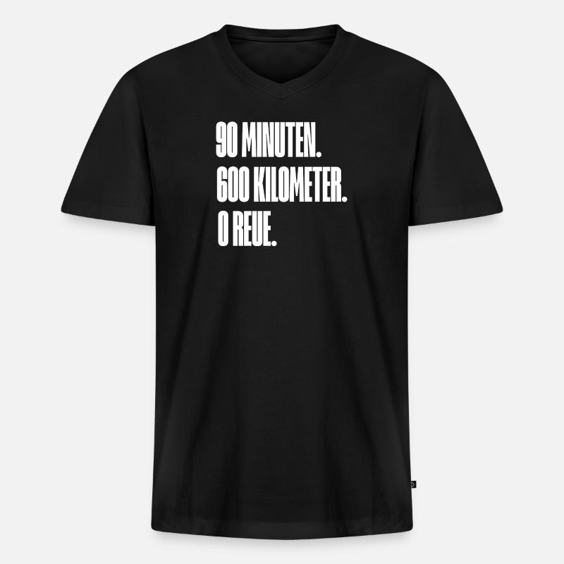 Schwarz hinten  - Männer Premium Bio T-Shirt mit V-Ausschnitt - Schwarz
