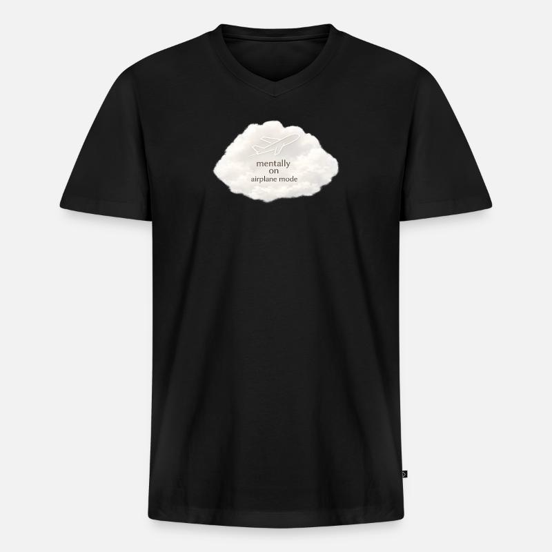 Mentaler Flugzeugmodus - Männer Premium Bio T-Shirt mit V-Ausschnitt - Schwarz