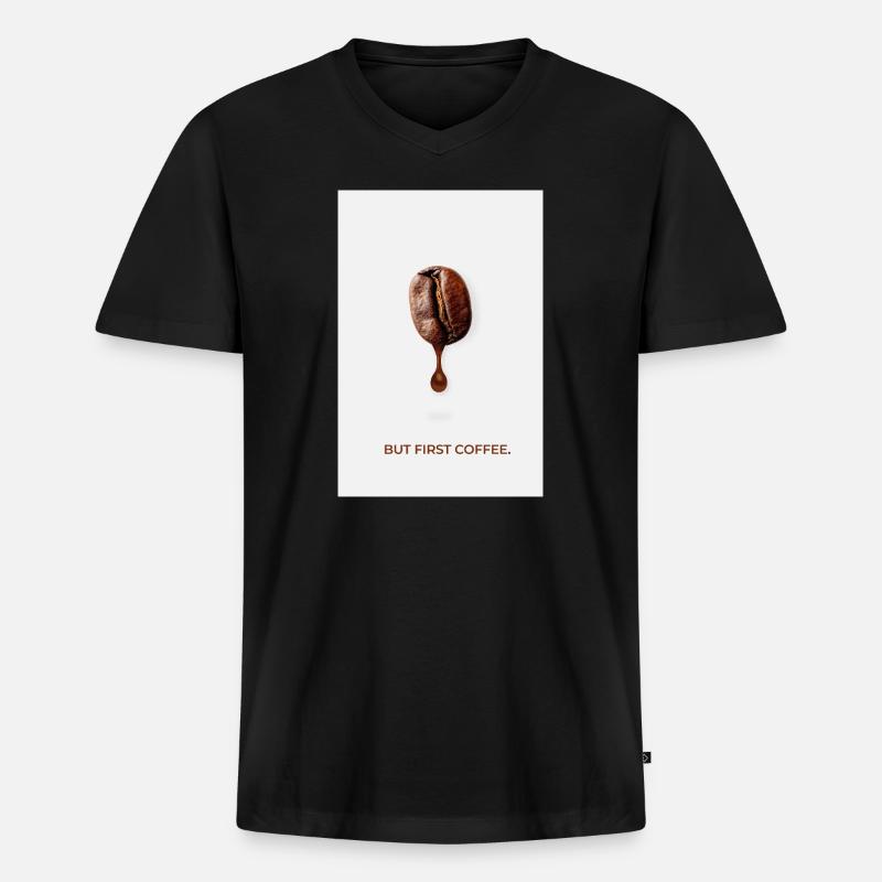 Ma prima Coffee Minimalist Poster - Maglietta ecologica premium da uomo con scollo a V - nero