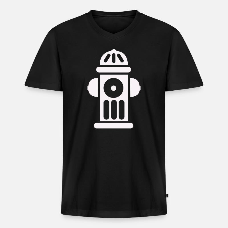 Fire Hydrant Silhouette Line Minimal - Men's Premium Organic T-shirt with V-neck - black