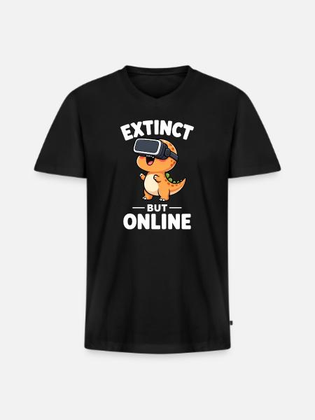 Dino T-Rex Virtual Reality Gamer Saying - Men's Premium Organic T-shirt with V-neck - black