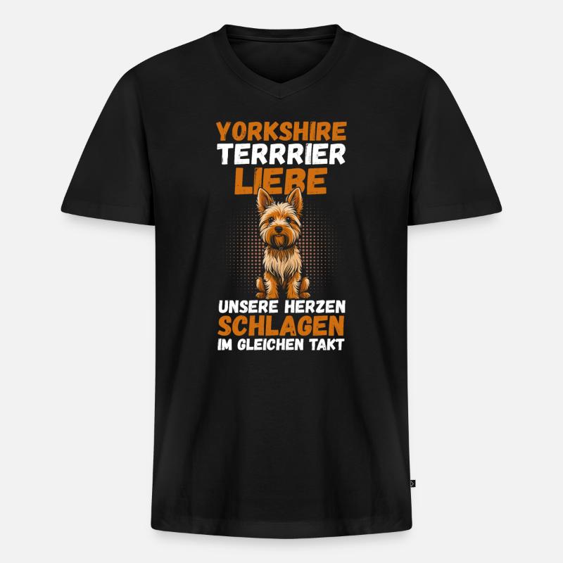 Hund Yorkshire Terrier - Männer Premium Bio T-Shirt mit V-Ausschnitt - Schwarz