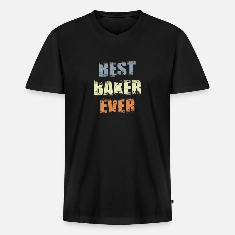 Bester Bäcker - Männer Premium Bio T-Shirt mit V-Ausschnitt - Schwarz