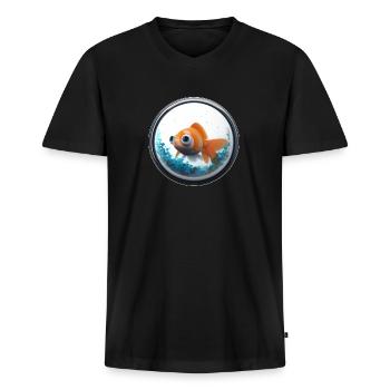 Goldfische im Aquarium - Männer Premium Bio T-Shirt mit V-Ausschnitt - Schwarz - Vorne - Nico (187cm)