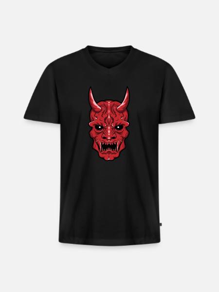 Epic Oni Demon Skull - Red - Men's Premium Organic T-shirt with V-neck - black