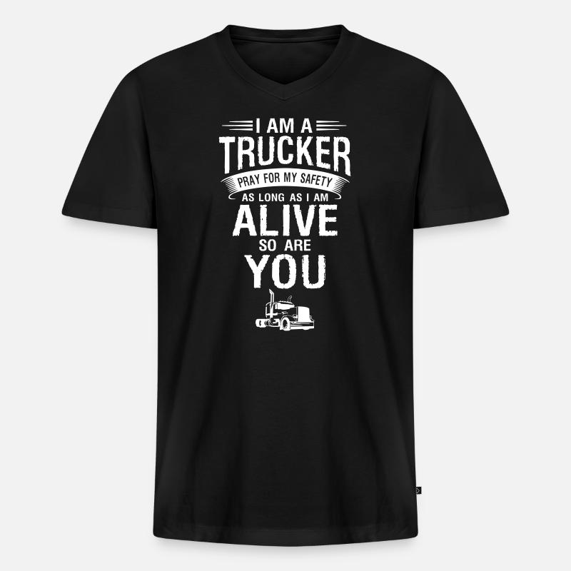 Trucker - Männer Premium Bio T-Shirt mit V-Ausschnitt - Schwarz