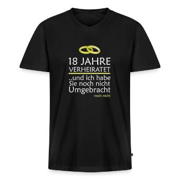 18 Jahre Verheiratet Türkishochzeit Geschenk - Männer Premium Bio T-Shirt mit V-Ausschnitt - Schwarz - Vorne - Nico (187cm)