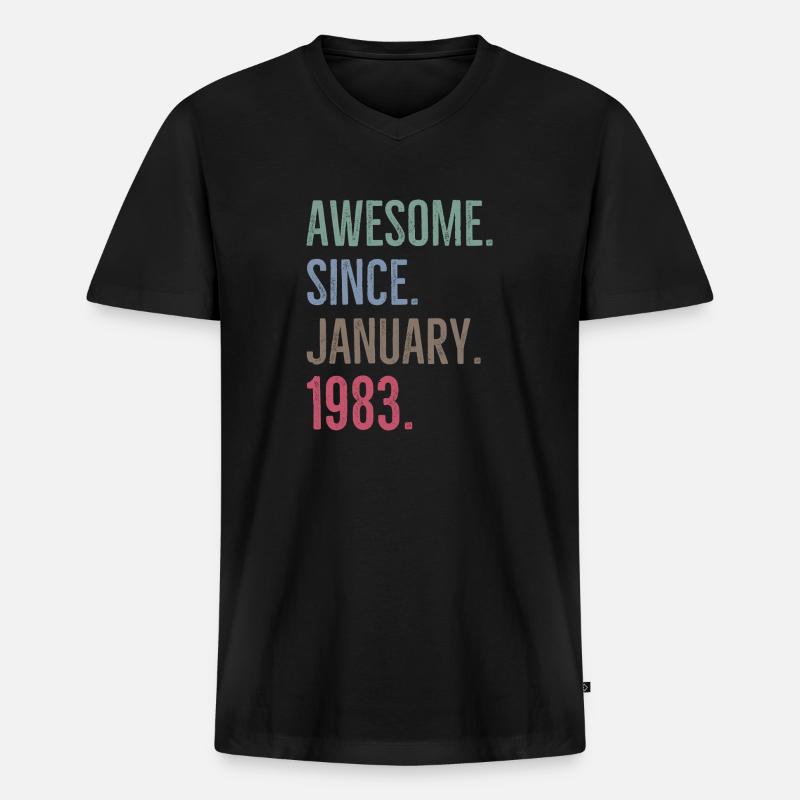 Awesome Seit Januar 1983 - Männer Premium Bio T-Shirt mit V-Ausschnitt - Schwarz