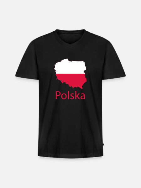 Polska - Men's Premium Organic T-shirt with V-neck - black