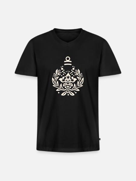 Weihnachtskugel Ornament - Männer Premium Bio T-Shirt mit V-Ausschnitt - Schwarz