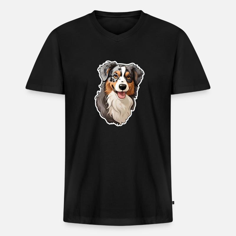 Australian Shephard - Männer Premium Bio T-Shirt mit V-Ausschnitt - Schwarz
